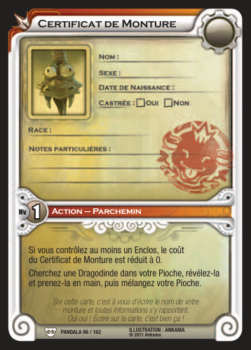 Certificat de Monture